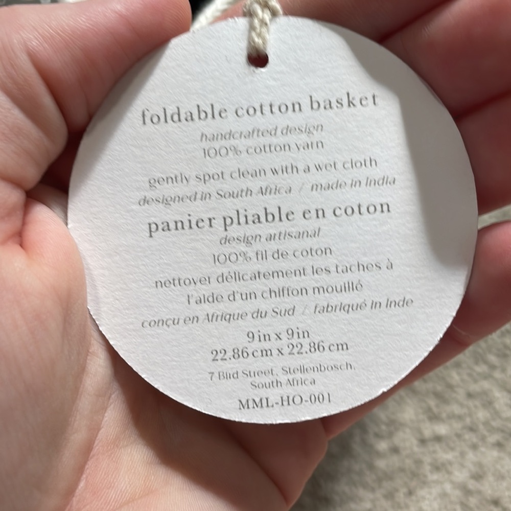 NWT handmade cotton basket - Picture 8 of 8